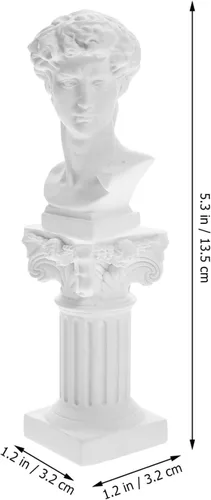 Miniatura 6 de Unomor Estatua griega de David, columna romana y estatua de David, figura de resina, figura de David, busto romano, escultura de mitología griega