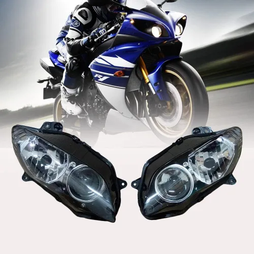 Miniatura 9 de Ensamble de lámpara de faro delantero para motocicleta compatible con Yamaha YZF600 R6 2006 2007 06 07 YZF-R6 Faro frontal transparente para moto