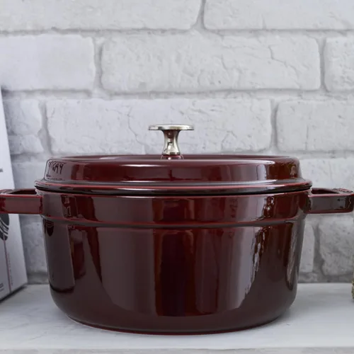 Miniatura 6 de Staub Horno Holandés Redondo de Hierro Fundido, Fabricado en Francia, Grenadine, 4 cuartos, Sirve para 4-6 personas