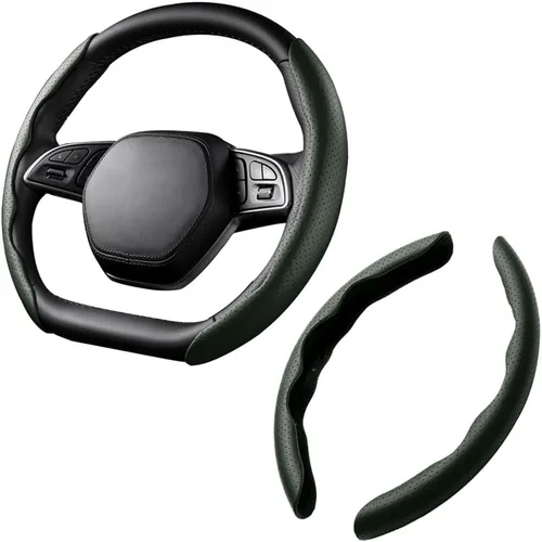 Miniatura 25 de LoyaForba Funda universal para volante de automóvil, protector universal de cuero segmentado de 15 pulgadas, antideslizante y suave, transpirable