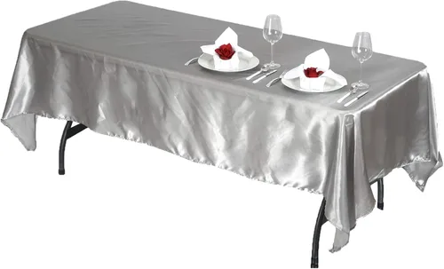 Miniatura 11 de BalsaCircle Mantel rectangular de satén negro de 60 x 102 pulgadas para bodas, fiestas, recepciones, eventos, cocina, comedor
