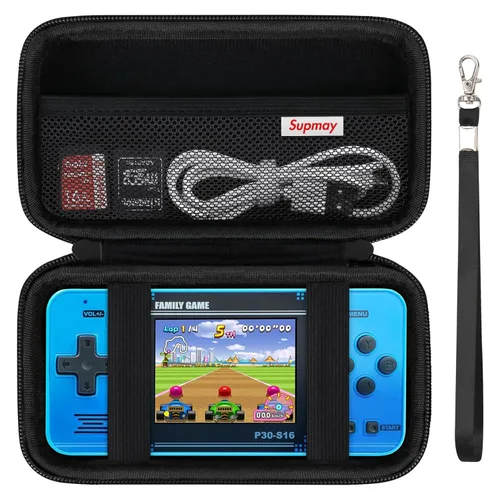 Miniatura 14 de Supmay Funda de transporte compatible con WELLST·G Consola de juegos portátil para niños - 220 videojuegos retro precargados, funda de Cubo azul