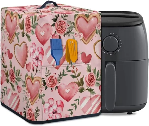 Miniatura 14 de Air Fryer Oven Dust Cover with Handle and Pocket, Easy Cleaning Electric Appliance Cover, Brown Flower Flor marrón (Brown Flower)