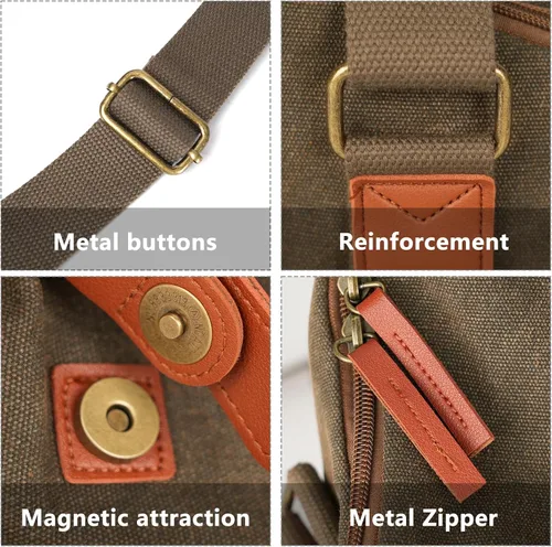 Miniatura 5 de Cwatcun Bolsa Pequeña para Cámara Bolsa Mensajero de Lona Compacta para Cámara, Funda de Hombro para Cámara Digital, Bolsa de Fotografía de Viaje