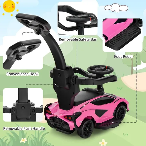 Miniatura 3 de INFANS Lamborghini - Cochecito de bebé 3 en 1, auto deslizante con licencia para caminar con mango de control parental, música, faro, almacenamiento