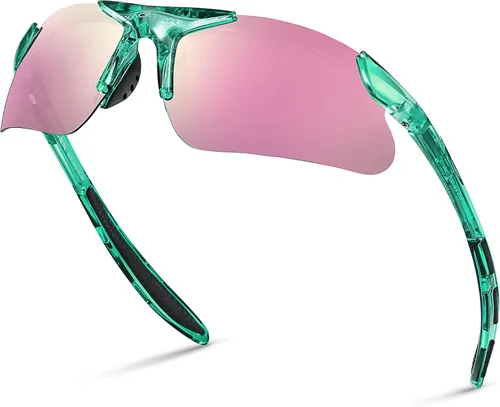 Miniatura 23 de Gafas de sol deportivas polarizadas para niños y niñas, gafas de béisbol y sóftbol, montura TR90 Negro Espejo azul hielo