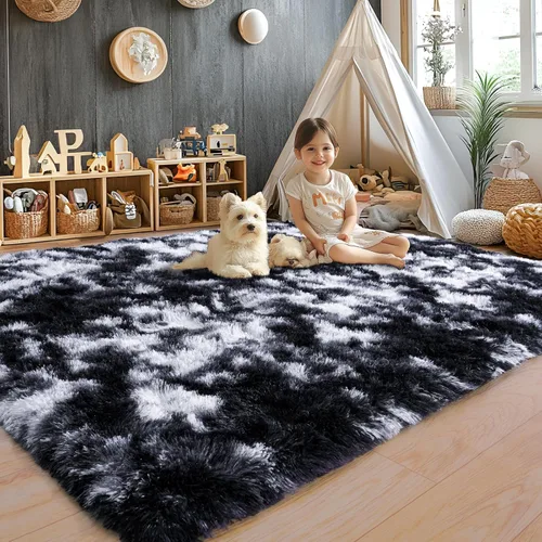 Miniatura 165 de Alfombras de área de 8x10 para sala de estar, alfombra shaggy grande ultra suave y esponjosa para dormitorio, alfombras de felpa mullida Blanco crema