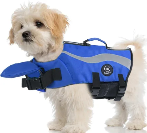 Miniatura 21 de EMUST Chalecos salvavidas ajustables para perros pequeños con flotabilidad mejorada, chaleco de natación para perros pequeños con asa de rescate