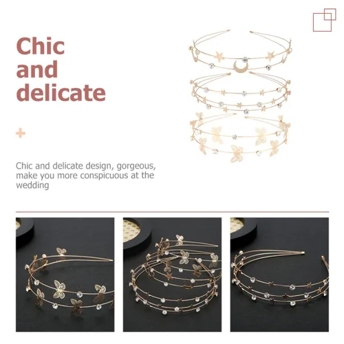 Miniatura 2 de Beaupretty 3 diademas de fiesta de diamantes de imitación de metal para niñas, damas de honor, novia, diamantes de imitación y diademas decorativas