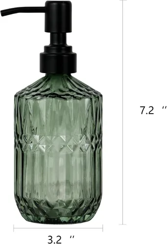 Miniatura 3 de Dispensador de Jabón de Vidrio Azul de 18oz, Dispensador de Jabón Recargable de Cocina y Baño de Vidrio Grueso con Bomba Negra a Prueba de Óxido