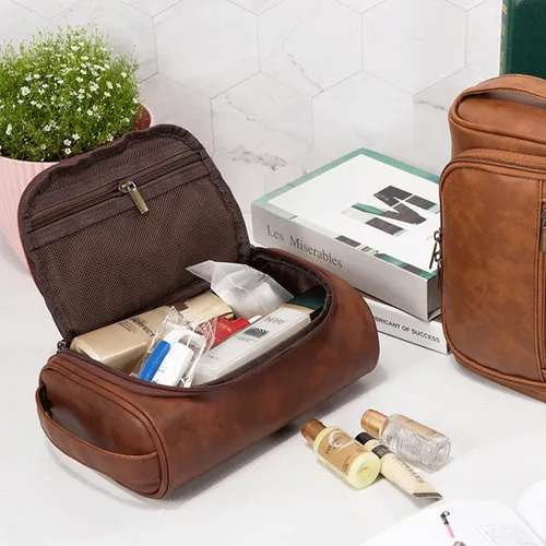 Miniatura 3 de Neceser personalizado para hombres, marido, novio, papá, cuero con capacidad para viaje, kit de viaje hecho a mano con grabado personalizado, nombre