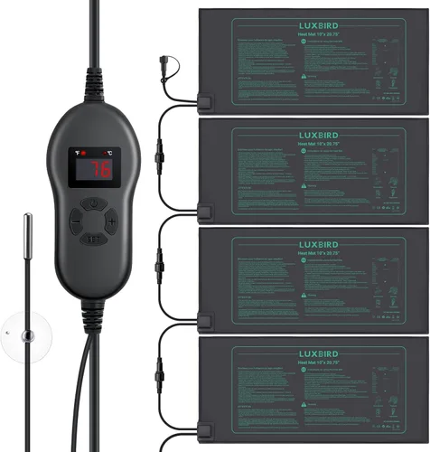 Miniatura 11 de LUXBIRD Paquete de 6 Alfombrillas Calefactoras para Plántulas de 30W de 10" x 20.75" con Controlador de Termostato, Ideal para Inicio de Semillas