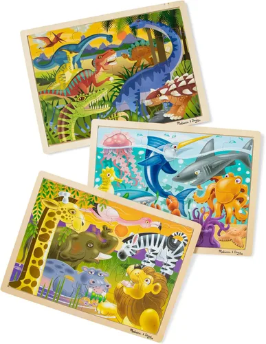 Melissa & Doug, Paquete de rompecabezas (Dinosaurio, Safari y Océano)