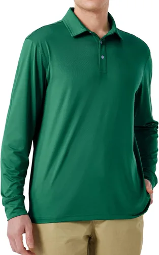 Miniatura 47 de NAVISKIN Camisas polo de manga larga para hombre, camisas de golf con cuello UPF 50 SPF para hombre, secado rápido, absorbe la humedad