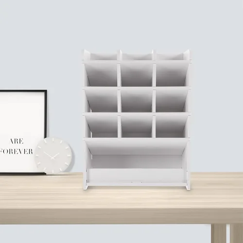 Miniatura 5 de Organizador de lápices de escritorio con compartimentos, estante de almacenamiento de lápices para aula, oficina, escritorio, suministros de arte