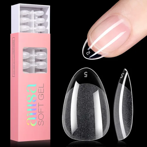 Miniatura 15 de AILLSA Puntas de uñas cuadradas extra cortas – 240 puntas de uñas postizas prelimadas gruesas puntas de uñas medio mate, uñas postizas para regalo