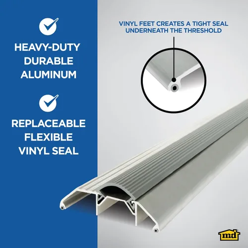 Miniatura 4 de M-D Building Products 08003 3-3/4 pulgadas x 1-1/8 pulgadas x 32 pulgadas. Umbral de alto perfil de aluminio plateado y vinilo resistente