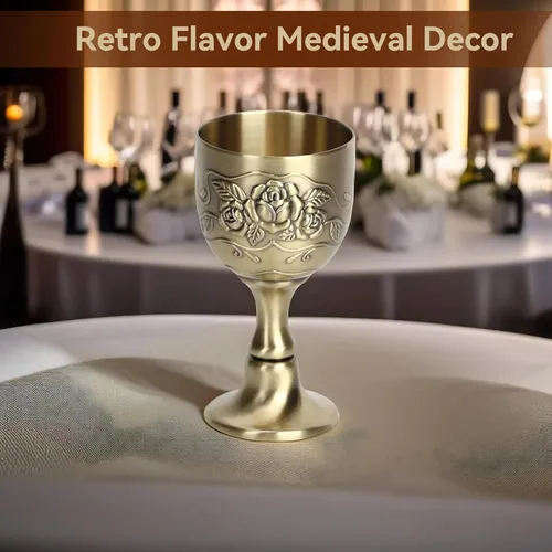 Miniatura 6 de Agatige Copas de cáliz vintage, de metal de cobre, para tostar, cáliz de vino, cáliz de flores, en relieve, mini tazas de comunión para bar en casa