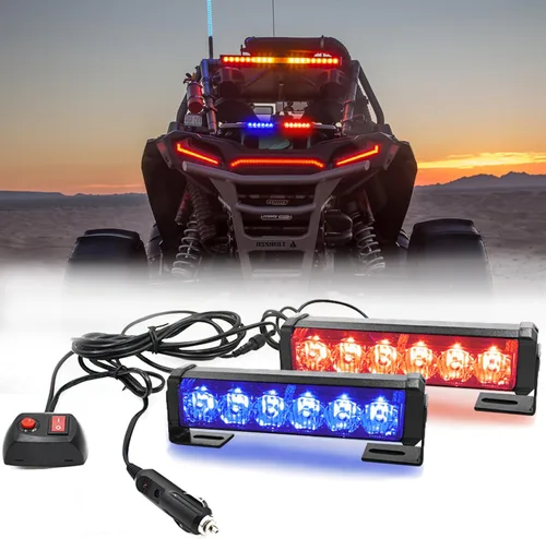 Miniatura 11 de 2 x 6 LED con 9 modos de advertencia para el tráfico - Luces estroboscópicas impermeables para auto, para interior, techo, salpicaderas, parabrisas