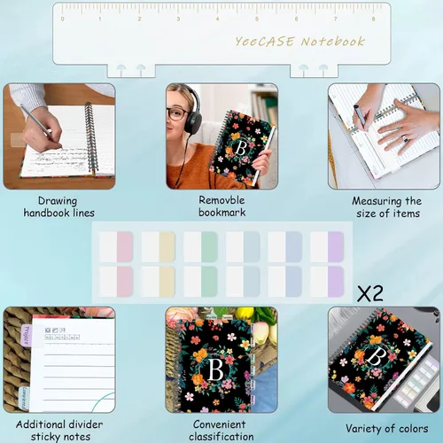 Miniatura 6 de Cuaderno en espiral de tapa dura de 5.7 x 8 pulgadas, 120 páginas para mujeres y hombres, cuadernos A5 con rayas universitarias, bonito diario
