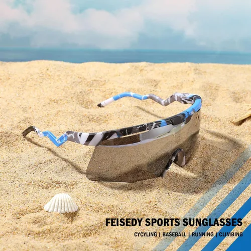 Miniatura 6 de FEISEDY Gafas de sol para hombres y mujeres, polarizadas grandes retro sin montura TR90 marco para béisbol, ciclismo, deportes B4073 Marco