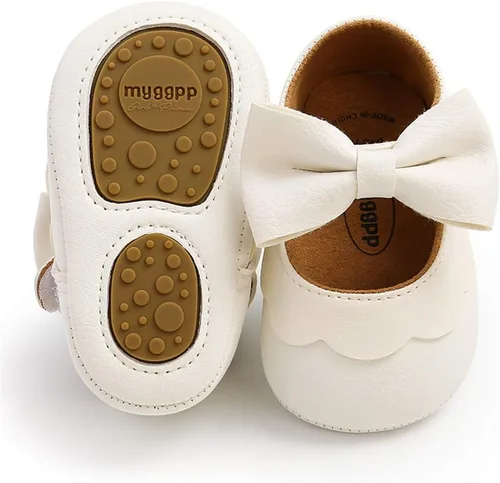 LAFEGEN Zapatos planos Mary Jane para bebés y niñas con Bownot, suela suave, suela suave, piel sintética, recién nacidos, para primeros pasos,