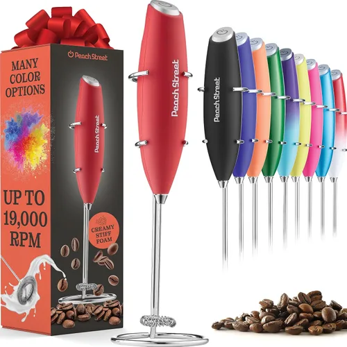 Miniatura 23 de Potente espumador de leche de mano, mini espumador de leche, funciona con pilas (no incluida), mezclador de bebidas de acero inoxidable para café