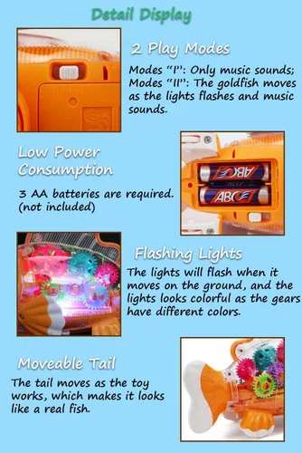 Miniatura 7 de Miracland Juguete mecánico transparente, juguete electrónico de peces de colores, juguete electrónico de peces de natación terrestre, juguete de pez