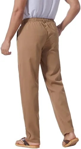 Miniatura 27 de Pantalones casuales de lino de algodón para hombre, pantalones sueltos de playa, pantalones largos de yoga ligeros