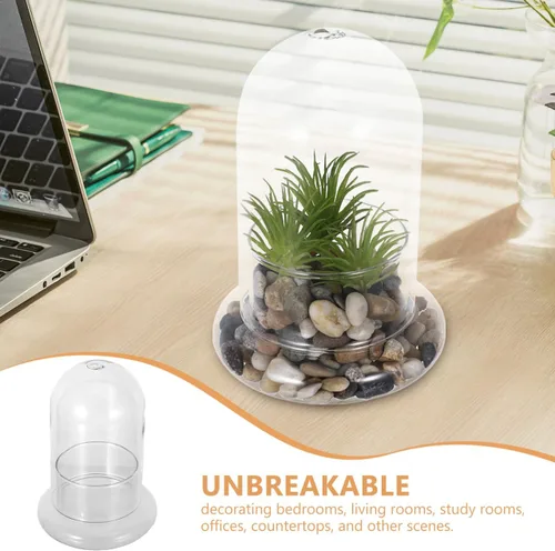 Miniatura 6 de 2 cúpula de cristal Cloche con orificio de aire y base, terrario de vidrio transparente, cúpula de humedad para plantas pequeñas, decoración de mesa