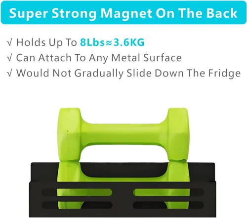 Miniatura 2 de Estante magnético para especias para refrigerador, estante magnético para nevera, estantes magnéticos para refrigerador, paquete de 4 unidades, Negro