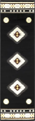 Miniatura 23 de Hoylake Southwestern - tapete estilo tribal, azteca, indio americano e indie, felpudo, pequeño, marrón, gris, negro, 1 pie y 10 pulgadas por 2 pies