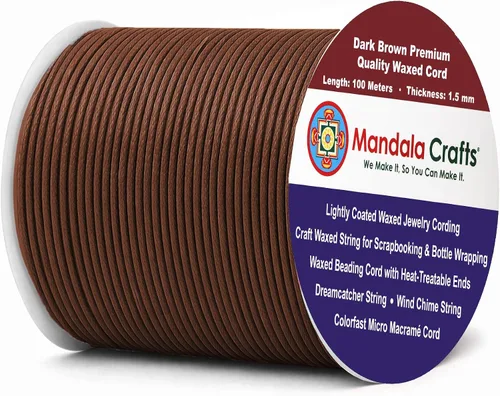 Miniatura 12 de Cuerda Mandala Crafts 0.03 pulgadas 109 yardas para hacer joyería, artesanía, macramé, cuerda de algodón encerado Negro