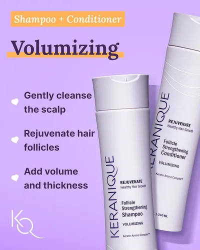 Miniatura 3 de Keranique Kit de viaje de aumento de volumen y estilo, sistema de protección contra el encrespamiento para mujeres con cabello adelgazante, incluye