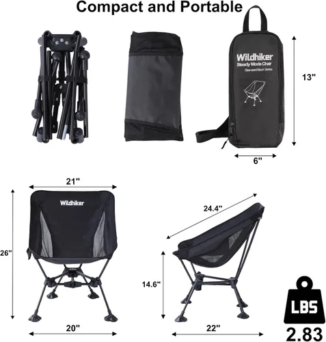 Miniatura 3 de Wildhiker Silla de mochilero ultraligera – Sillas de camping compactas para adultos con bolsa, pesa 2.8 libras con pies grandes que no se hunden