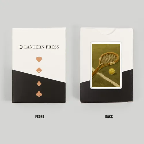 Miniatura 8 de Lantern Press Raqueta de tenis, pintura al óleo (52 cartas de juego, baraja de cartas de tamaño póker con comodines)