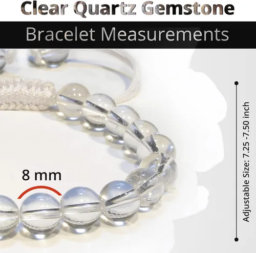 Miniatura 121 de Adjustable Crystal Bracelet – Gemstone Bead Bracelet with Adjustable Macrame String – Chic Gemstone Bracelet for Men and Women – 8mm Round Healing