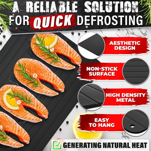 Miniatura 4 de Bandeja de descongelación para carne congelada de 11.6 x 8.2 pulgadas – Bandeja de descongelación de carne no eléctrica de aluminio para carne