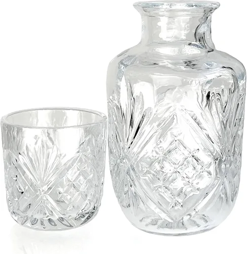Miniatura 10 de Lily's Home Jarra de agua nocturna con vaso, boquilla fácil de verter para uso sin ensuciar en dormitorio, baño o cocina, taza de uso como tapa