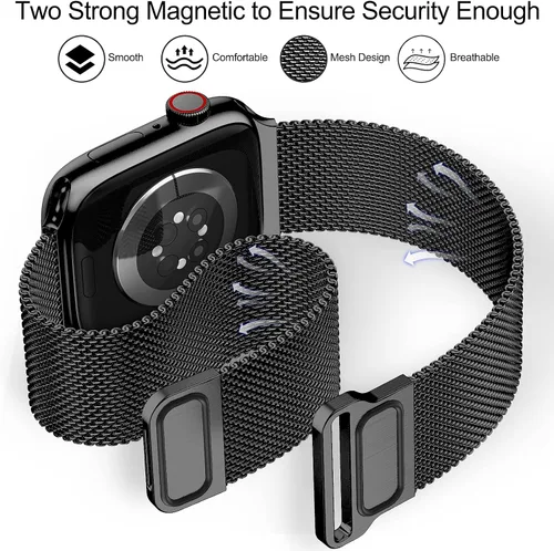 Miniatura 3 de Correa magnética compatible con Apple Watch de 1.496 in 1.575 in 1.614 in 1.654 in 1.732 in 1.772 in 1.811 in 1.929 in, correa milanesa de malla
