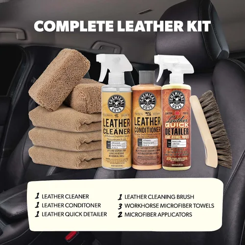 Miniatura 2 de Chemical Guys Kit de limpieza y acondicionador de cuero - Kit de cuidado de cuero para cuero natural, sintético, falso, cuero sintético y más