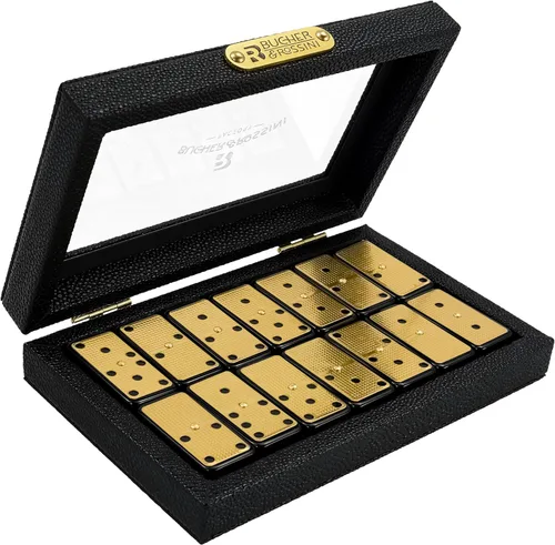 Miniatura 8 de Bucher&Rossini Juego de Dominó Doble 6 - Juego Clásico de Dominó Negro para Adultos y Niños, Idea de Regalo para Jugadores de Dominó o Noche