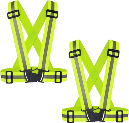 Miniatura 7 de Chaleco reflectante de 2 piezas, correas de seguridad reflectantes ajustables de alta visibilidad, equipo para correr, ciclismo, caminar, montar