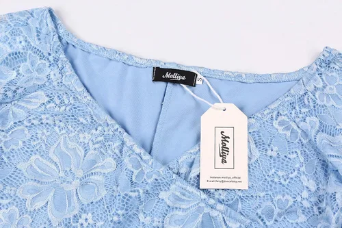 Miniatura 5 de Molliya - Vestido largo de maternidad de encaje y hombros descubiertos Maxi vestido elegante elástico, para baby shower y sesión de fotografías