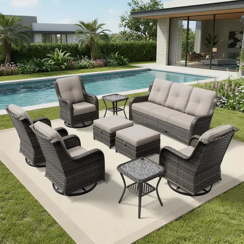 Miniatura 98 de Joyside Juego de sillas de mimbre para patio, juego de 3 piezas de mimbre para exteriores con 2 sillas reposabrazos y 1 mesa auxiliar para terraza