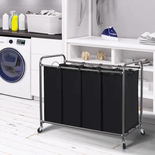 Miniatura 7 de STORAGE MANIAC Clasificador de Ropa Sucia de 4 Secciones, Cesto de Ropa Sucia de 47.8 Galones (181 L) con Ruedas, Clasificador de Cestas Divisoras