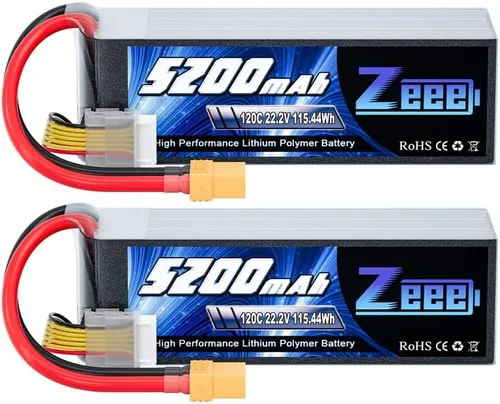 Zeee 6S Lipo Batería 5200mAh 22.2V 120C Soft Case Lipo con conector XT90 Batería RC para coche RC, camión, avión, helicóptero, quadcoptero, barco