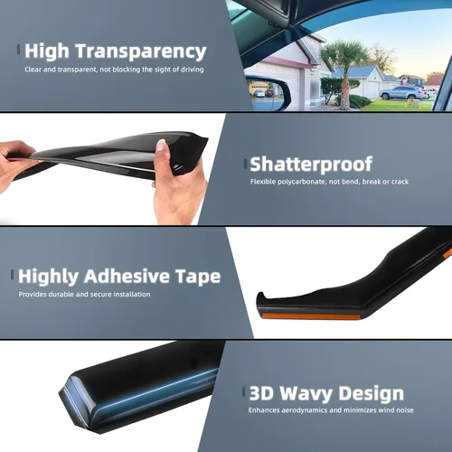 Miniatura 4 de Protectores de lluvia in Channel para Jeep Grand Cherokee L 2021, 2022, 2023, 2024, 2025 2026, deflectores de viento laterales duraderos, viseras