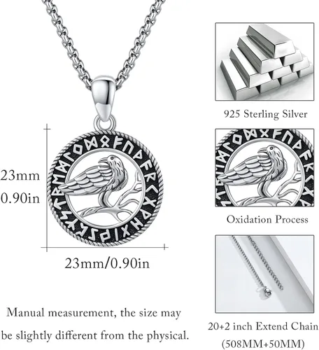 Miniatura 6 de Viking Animal Necklace 925 Sterling Silver WolfRavenDeerFoxSnake Necklace Viking Witcher Medallion Vegvisir Witcher Necklaces Viking Jewelry for Men