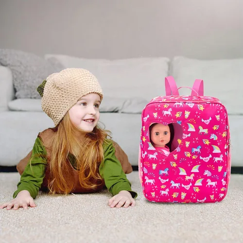 Miniatura 5 de K.T.Fancy - Juego de 7 bolsas de muñecas de 18 pulgadas y accesorios, incluyendo ropa, zapatos, lentes de sol, mochila para muñecas y unicornio